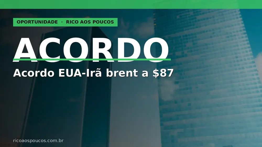 Acordo EUA-Irã pode reabrir Ormuz em 30 dias e o Brent cai a US$87: o que muda para a sua carteira