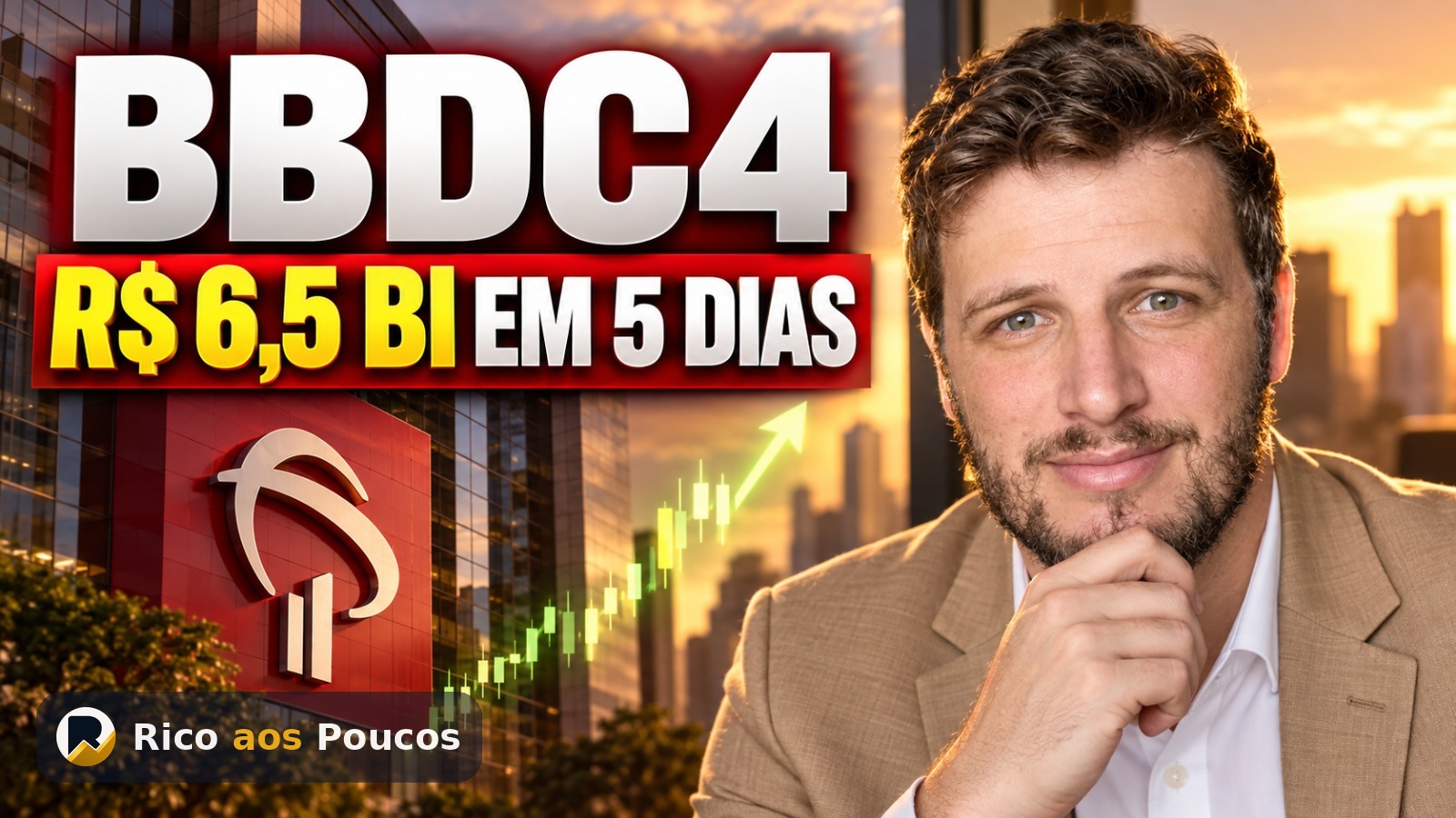 Por que o BBDC4 subiu 4,1% — o JCP de R$6,5 bi que vence em 5 dias e o trade eleitoral que levou o setor inteiro junto