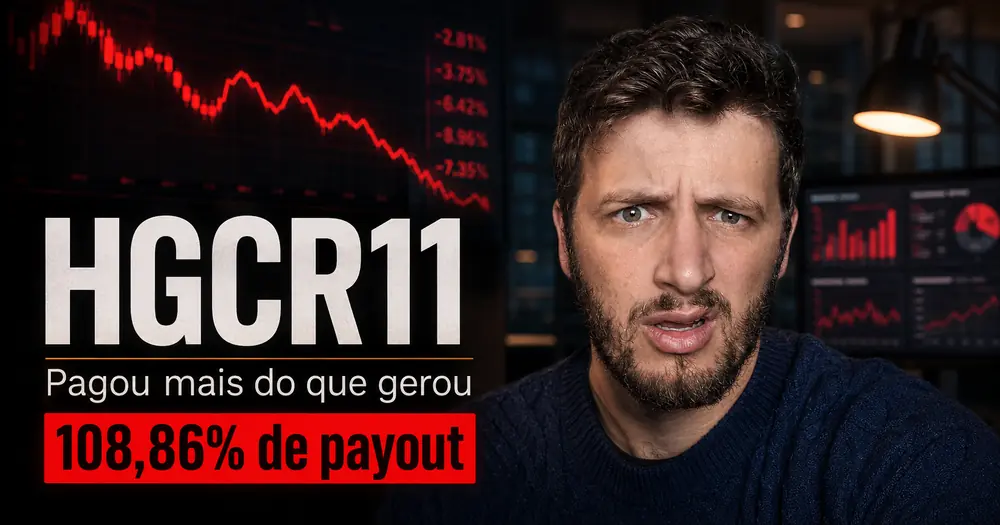 HGCR11 análise maio 2026 — payout 108,86%, DPS R$ 0,95 consumindo reserva, P/VP 0,97 sem desconto frente aos pares