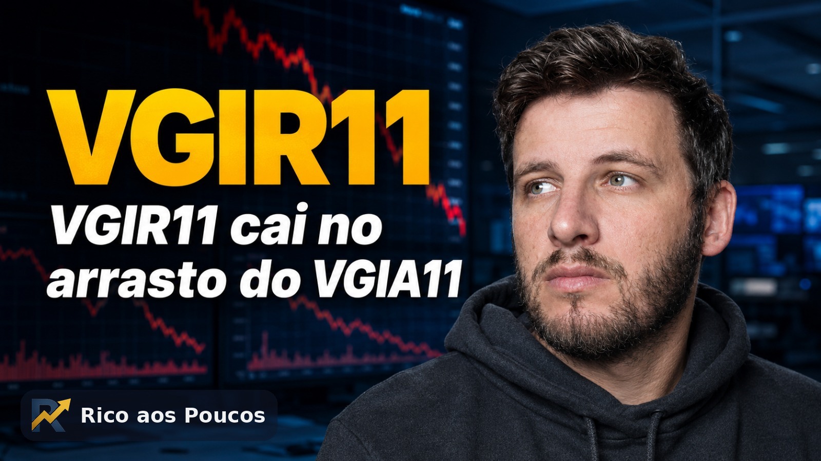 Gráfico de queda do VGIR11 ao lado do colapso do VGIA11, ilustrando o contágio por gestora Valora após o calote da Cooperativa Languiru